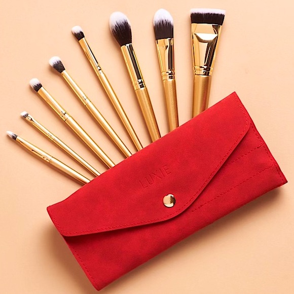 LUXIE Glitter and Gold Brush Set in suede case ๐ซ - Picture 1 of 4